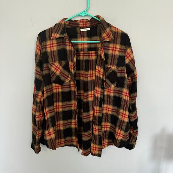 Maurices Tops - Maurices Plaid Button Down Shirt Shacket Size Large Rayon & Polyester Blend